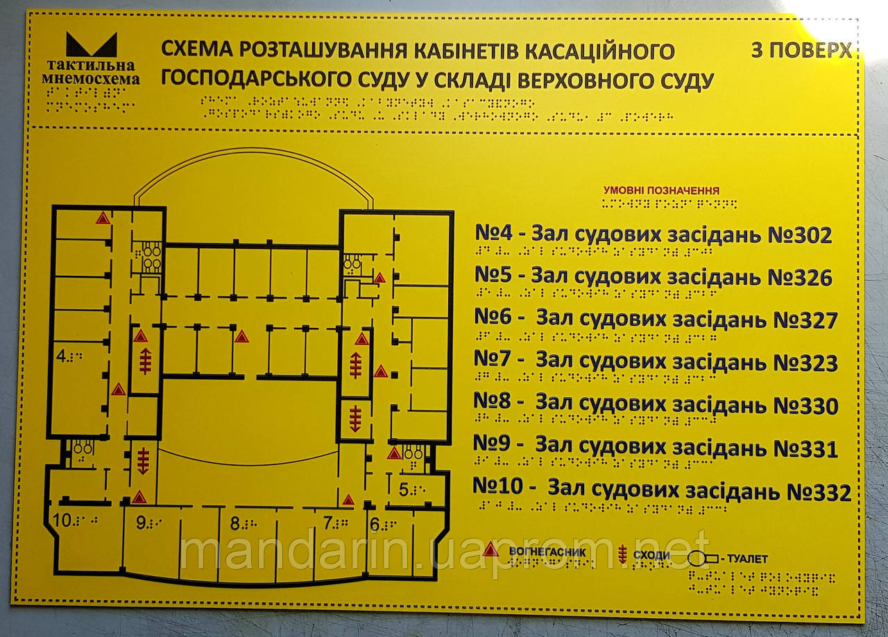 Тактильна мнемосхема приміщення розмір 800х600мм