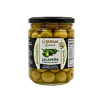 Оливки зелені з перцем халапеню БЕЗ ГЛЮТЕНА Bernal Gourmet Jalapeno stuffed Olives 436г Іспанія