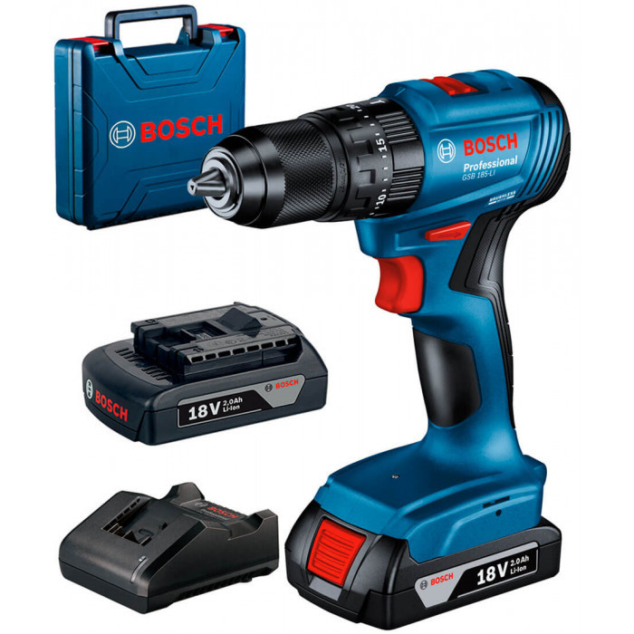 Акумуляторний дриль-шуруповерт Bosch GSB 185-LI Professional (18 В, 2х2 А*год, 50 Н*м)