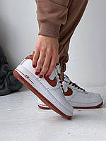 Класне жіноче взуття Найк Аір Форс. Жіночі кросси Nike Air Force 1 Low Pecan., фото 8