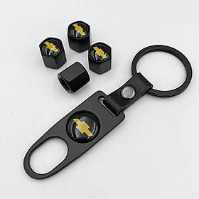 Захисні ковпачки на ніпеля CHEVROLET (Шевроле) з брелоком Чорні Антивандальні