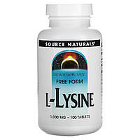 Аминокислота Source Naturals L-Lysine 1000 mg, 100 таблеток