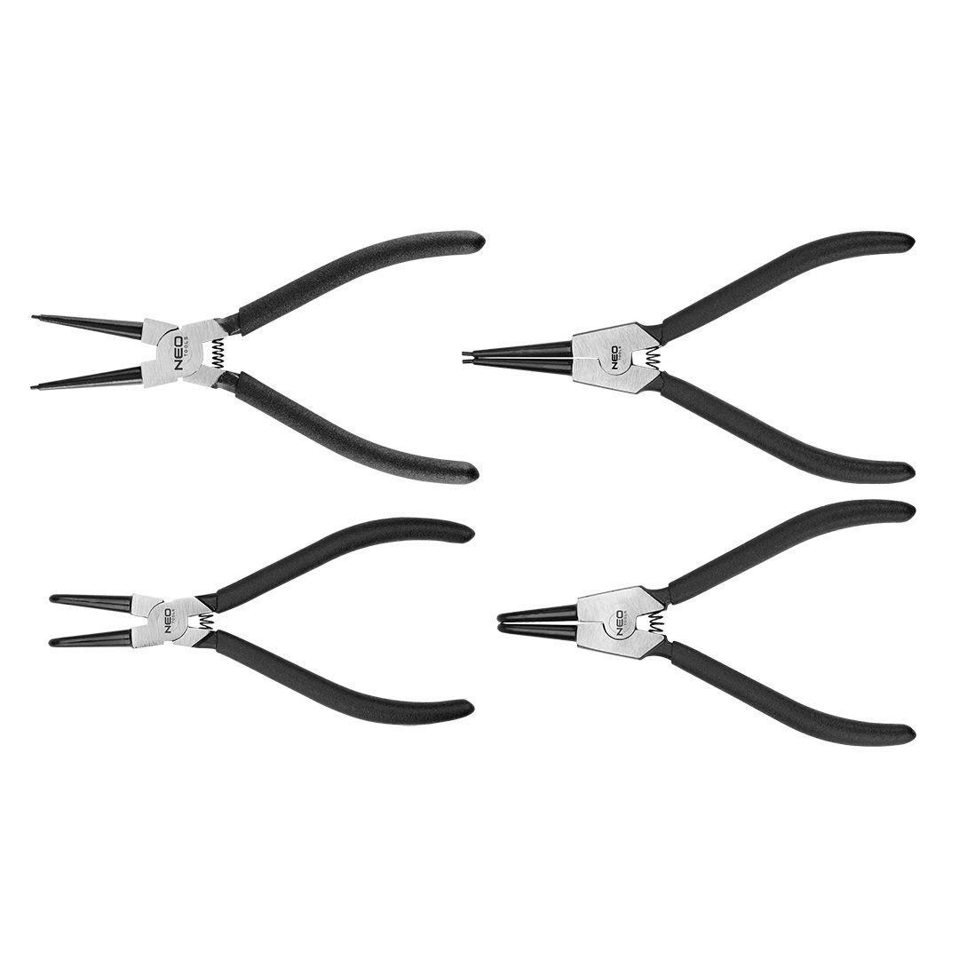 Щипці для стопорних кілець Neo Tools, набір 4 шт., CrV, 2х170 мм і 2х180 мм