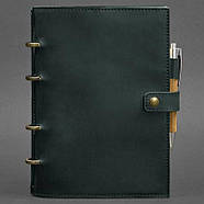 Шкіряний блокнот cофт-бук 9.0 в м'якій обкладинці (зелений) шкіра Crazy Horse, фото 4