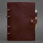 Шкіряний блокнот cофт-бук 9.0 в м'якій обкладинці (бордовий) шкіра Crazy Horse, фото 4
