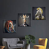 Картина квадартна на полотні для офісу Лев в костюмі. Жираф в костюмі. Зебра в костюмі., фото 4