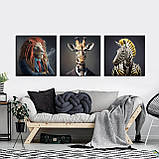 Картина квадартна на полотні для офісу Лев в костюмі. Жираф в костюмі. Зебра в костюмі., фото 2