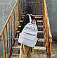 Жіночий модний однотонний рюкзак сірий, фото 2