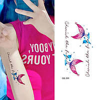 Тату наклейки для дітей рибки та написи 10 на 6 см різнобарвний