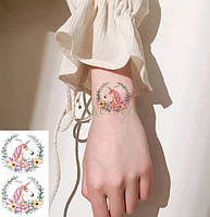 Тату наклейки для дітей Єдиноріг 10 на 6 см різнобарвний