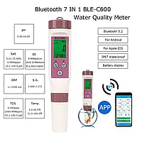 Аналізатор води ORP/ТДС/РН/Ес/SALT/S.G/Темп 7-в-1 BLE-C600