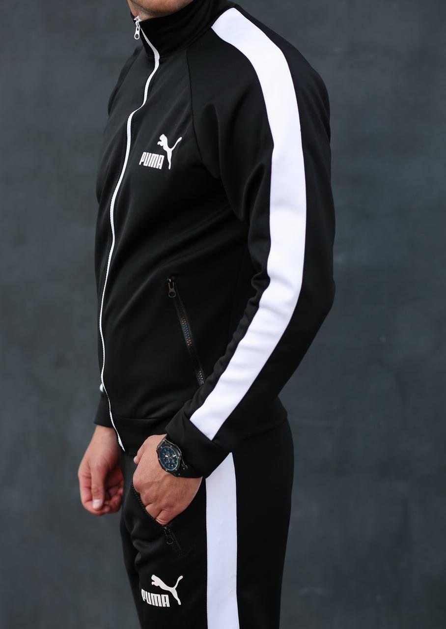 Спортивный Костюм Puma lampas черно-белый Пума с лампасами на молнии мужской женский весна осень - фото 9 - id-p1806559846