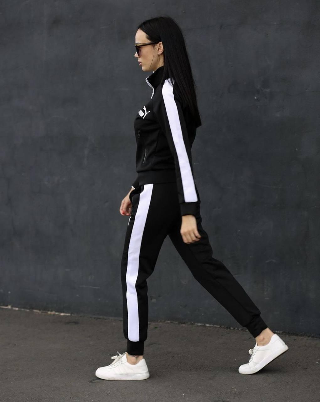 Спортивний костюм Puma lampas чорний з білим лампас одяг Пума чоловічий жіночий весна осінь - фото 7 - id-p1806559846