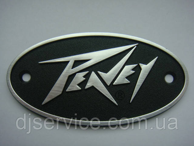 Шильдик, наклейка, логотип 95×50mm (plastic) на сітку колонки Peavey