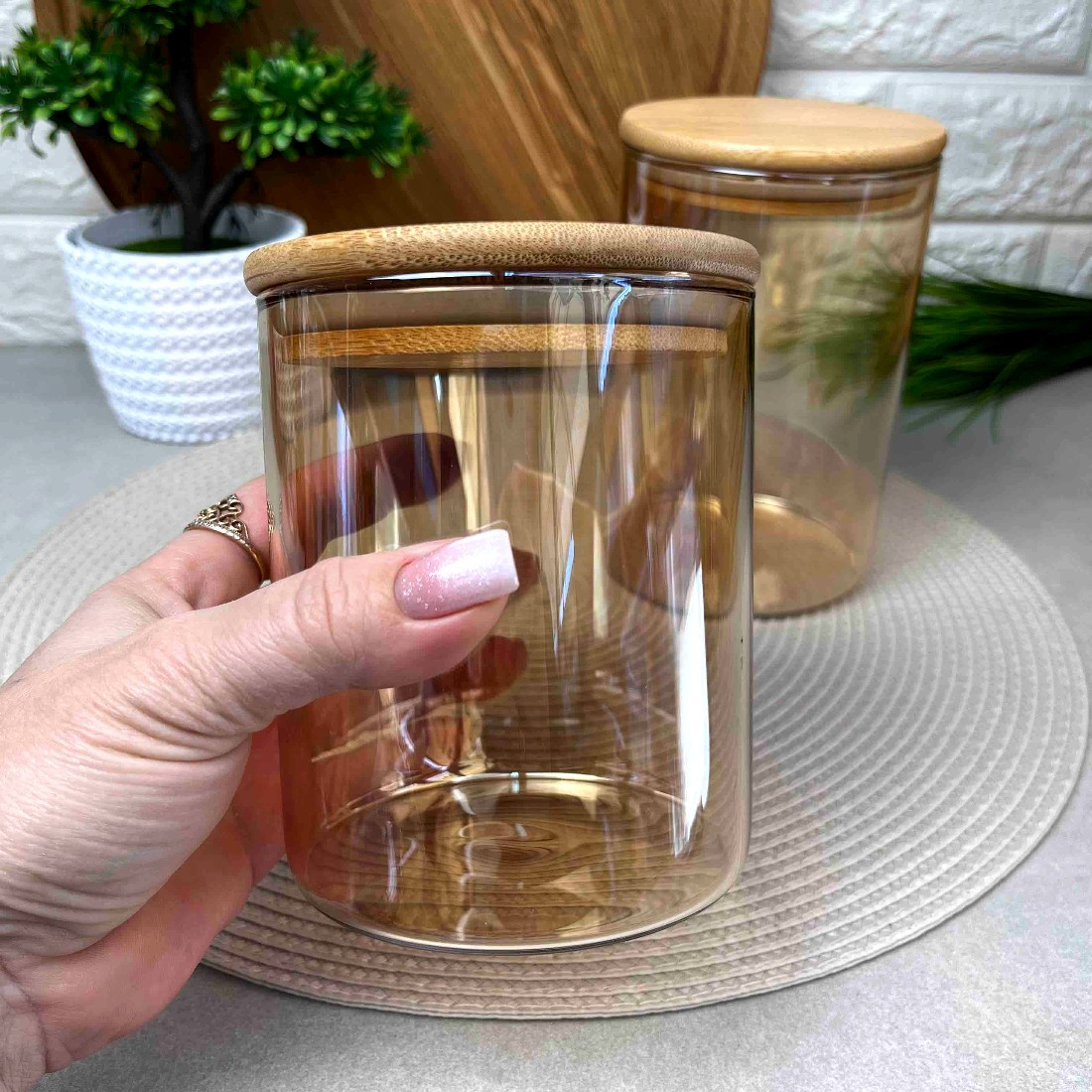 Золота скляна банка для зберігання 750мл Shine Crystal