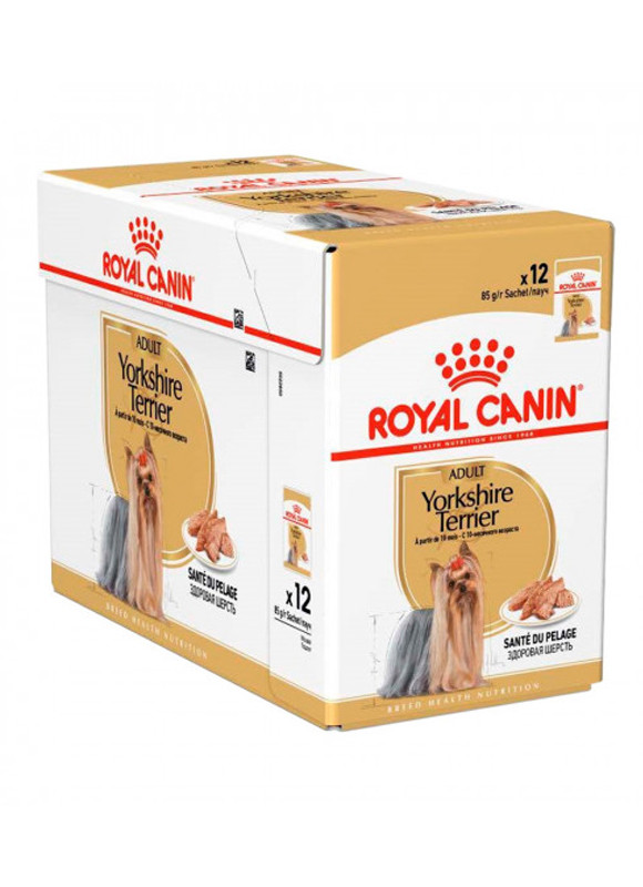 Упаковка вологого корму Royal Canin Yorkshire Terrier Adult для йоркширських тер'єрів 12 шт х 85 г