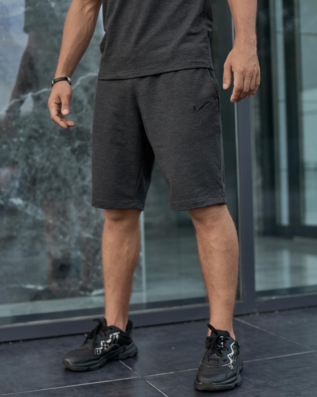 Чоловічі спортивні шорти Nike сірі трикотажні Найк повсякденні на літо