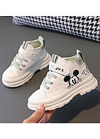 Детсике кроссовки с Микки Маус белые, кроссовки для девочки или мальчика белые, детские хайтопы белые