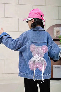 Куртка джинсова на дівчинку "Мишутка паєтка"