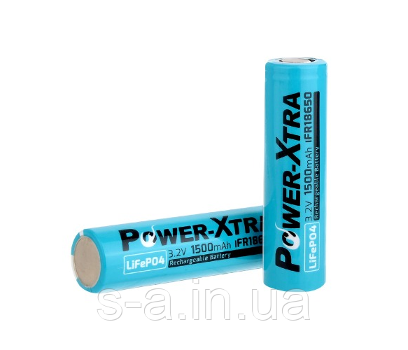 1500 мА·год Літій-залізо-фосфатний акумулятор LiFePO4 Power-Xtra IFR18650 1500mah 3.2V, BLUE