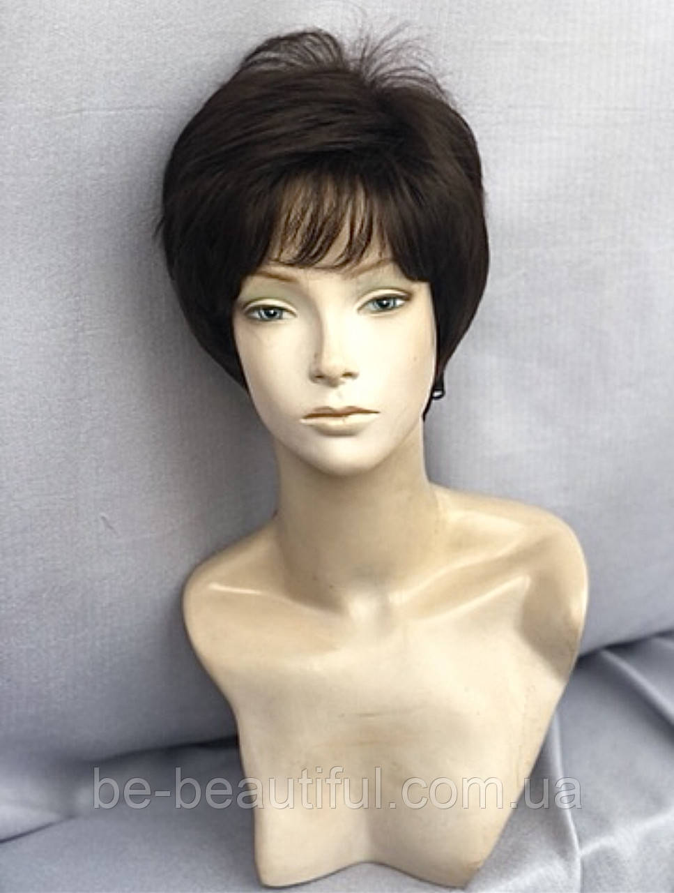 Перука жіноча термоволокно коротка пишна колір шоколад, фото 1