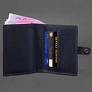 Шкіряна обкладинка-портмоне для посвідчення офіцера 11.0 (темно-синя) шкіра Crazy Horse, фото 3