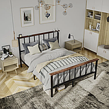Ліжко двоспальне "Бріанна" з натурального дерева та металу, фото 2