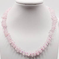 Буси Рожевий Кварц Галтовка 10х6 мм Довжина Бус 47 см