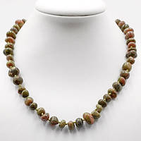 Буси Зелена Яшма Унакит Галтовка 10х6 мм довжина бус 47 см