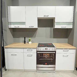 Кухня "Лея" 2,2 метри, Білий/Вставки скло