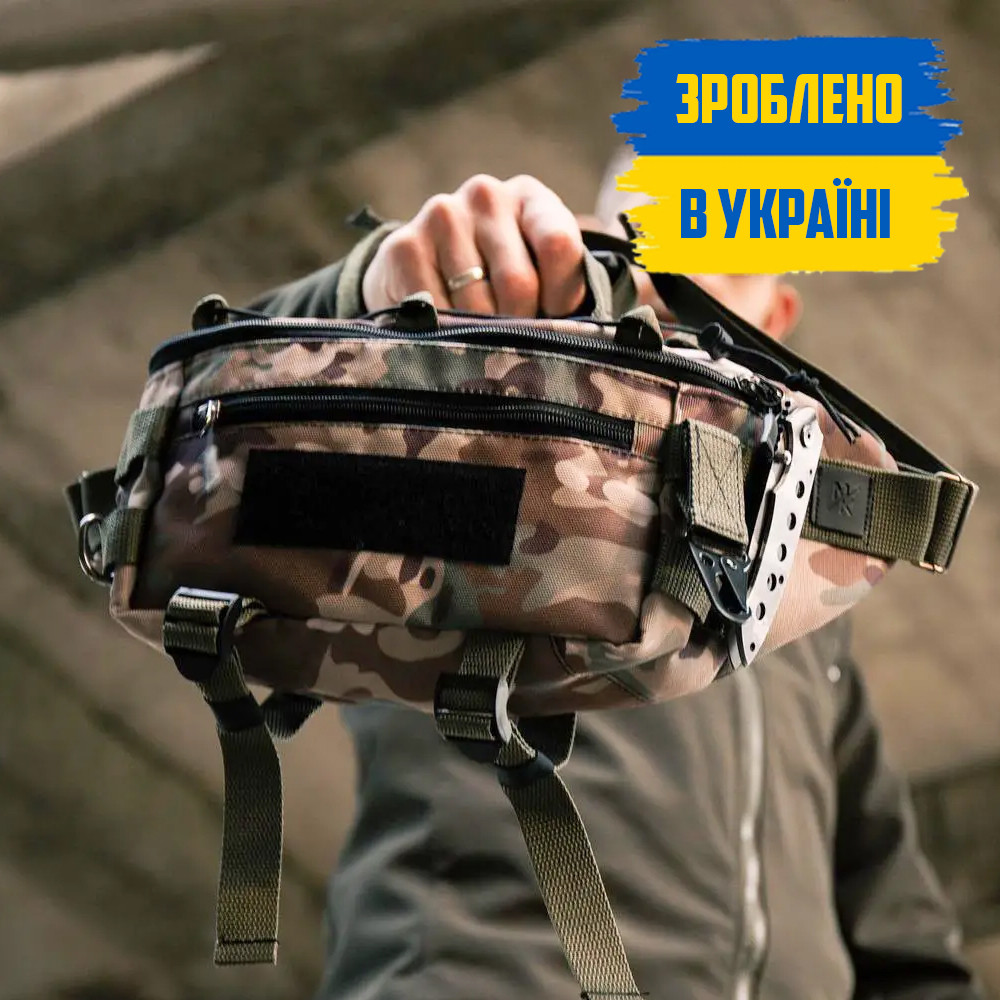 Тактична сумка бананка чоловіча TOR M15 мультикам поясна на груди з тканини МК