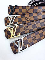 Кожаный ремень Louis Vuitton Луи Вуттон 4 см, ремни с логотипом, брендовые ремни