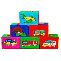 Набір м'яких дитячих кубиків "Транспорт" MC 090601-12, 6 шт.