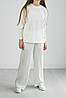 Костюм-сорочок штани палаццо з кишенями та кофта з довгим рукавом колір білий, фото 7