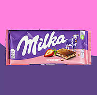 Шоколад молочный с клубникой «Milka» 100 г. 10 шт.