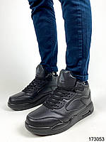 Зимние ботинки мужские черные на меху из эко кожи