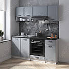 Модульна кухня 1.8 м завширшки з МДФ фасадом Кухонні меблі з тумбами під мийку, духовку і витяжку, фото 3