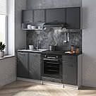 Модульна кухня 1.8 м завширшки з МДФ фасадом Кухонні меблі з тумбами під мийку, духовку і витяжку, фото 5