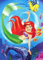 Дитяча алмазна мозаїка повна викладка круглими стразами Русалонька Аріель у танку 20*30 см