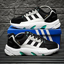 Чоловічі кросівки Adidas ZX 22 Boost Black White Green ALL11100, фото 5