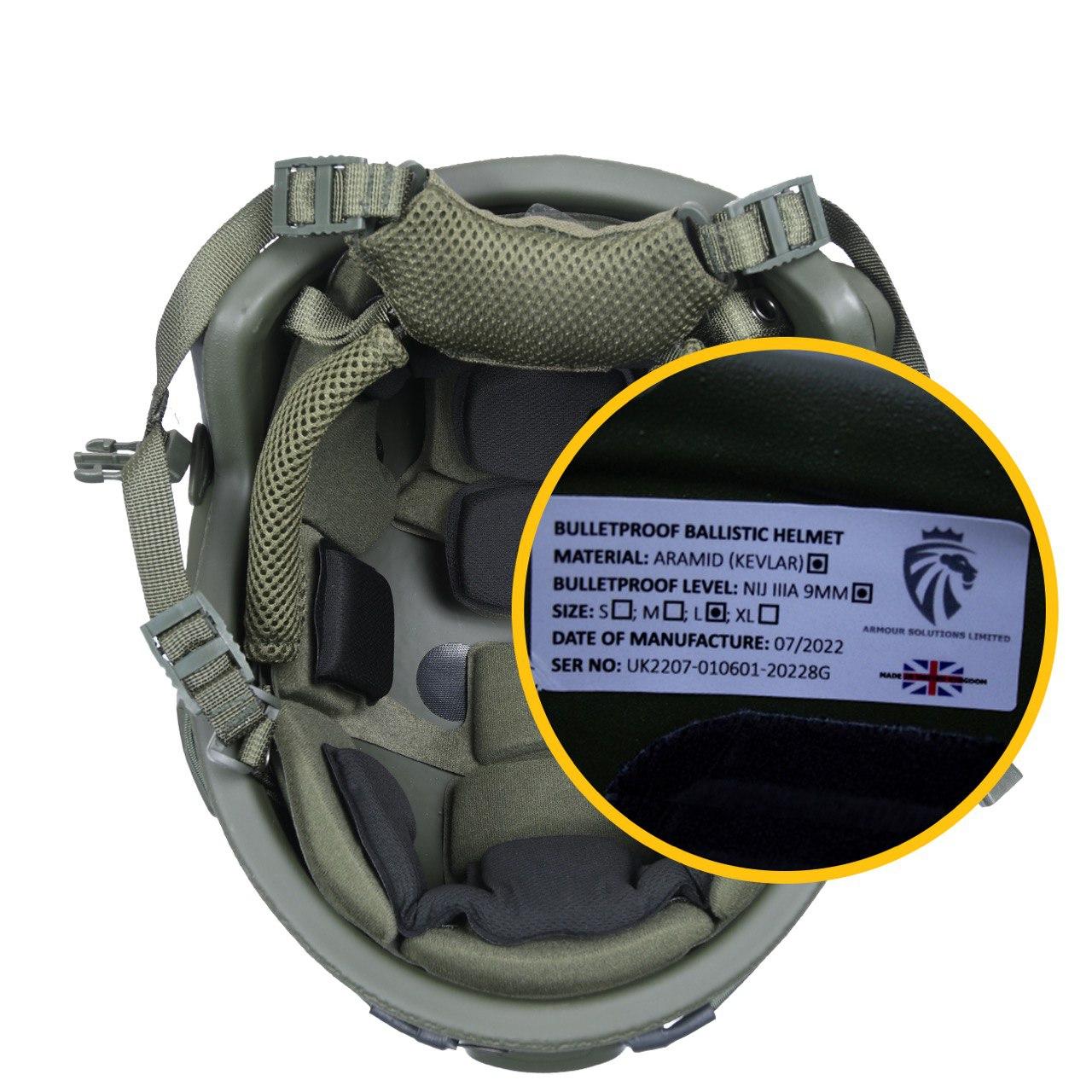 Шлем тактический Кевларовый (Каска армейская) Fast Premium NIJ IIIA Олива - фото 4 - id-p1800256989