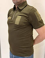 Тактическая потоотводящая футболка-поло CoolMax на молнии с липучками под шевроны (олива, пиксель, мультикам) 48