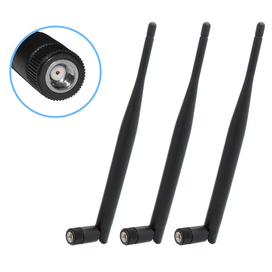 3шт WiFi антена 6dBi 2.4 GHz 5GHz Dual Band RP SMA Male 802.11 a/b/g/n/ac - для маршрутизаторів, модемів і т. п.