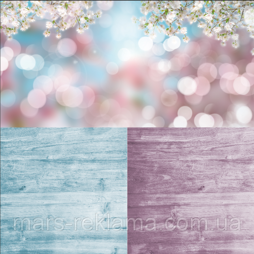 Вініловий кутовий фотофон 100х100см. Весняний гламур., фото 1