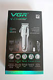 Професійна машинка для стрижки волосся і бороди VGR-678 акумуляторна з насадками металева, фото 9