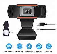 Веб-камера 2E Full HD черного цвета с встроенным микрофоном