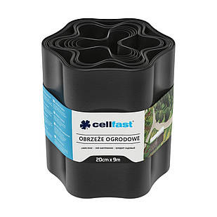 Стрічка газонна Cellfast, бордюрна, хвиляста, 20 см x 9 м, чорна