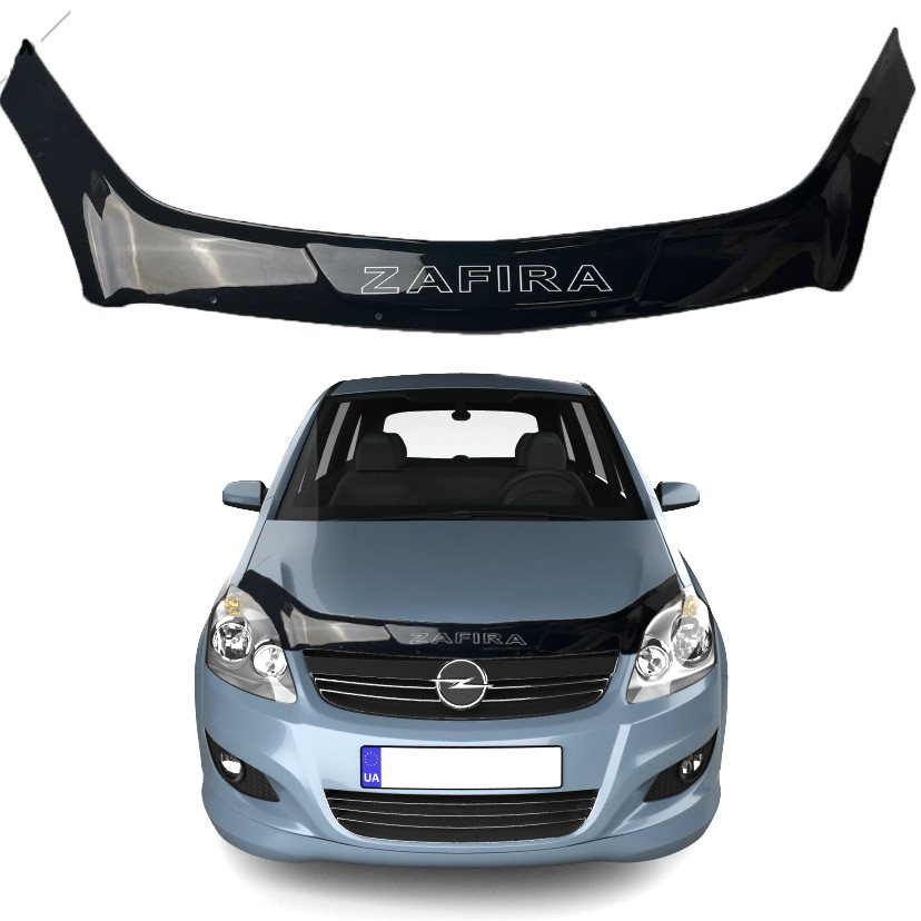 Дефлектор капоту мухобійка Opel Zafira B 2006-2011 Voron Glass, фото 1