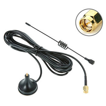 Антена виносна автомобільна 433-470мГц 5dBi SMA Male 3 метри, з магнітом, для рацій, систем автоматики