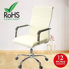 Елегантне офісне крісло для комфортної роботи - Aklas Kap FX SN-Tilt , еко шкіра , бежевий